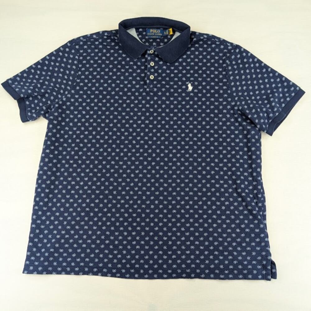 Polo Ralph Lauren Blue Geometric All Over Print Polo Men's Size XL